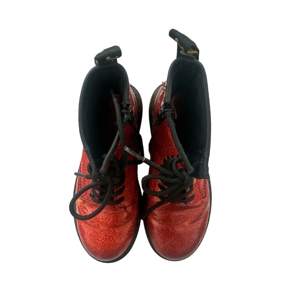Dr. Martens Red sparkly glitter metallic combat boots Size US3 youth - Picture 3 of 10